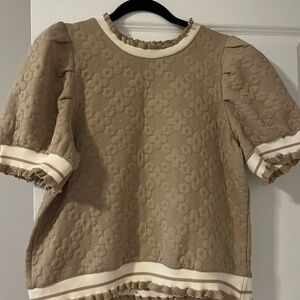 Entro Tan Textured Short Sleeve Top